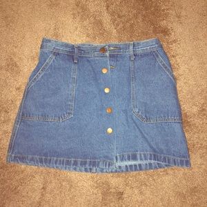 Button front jean skirt